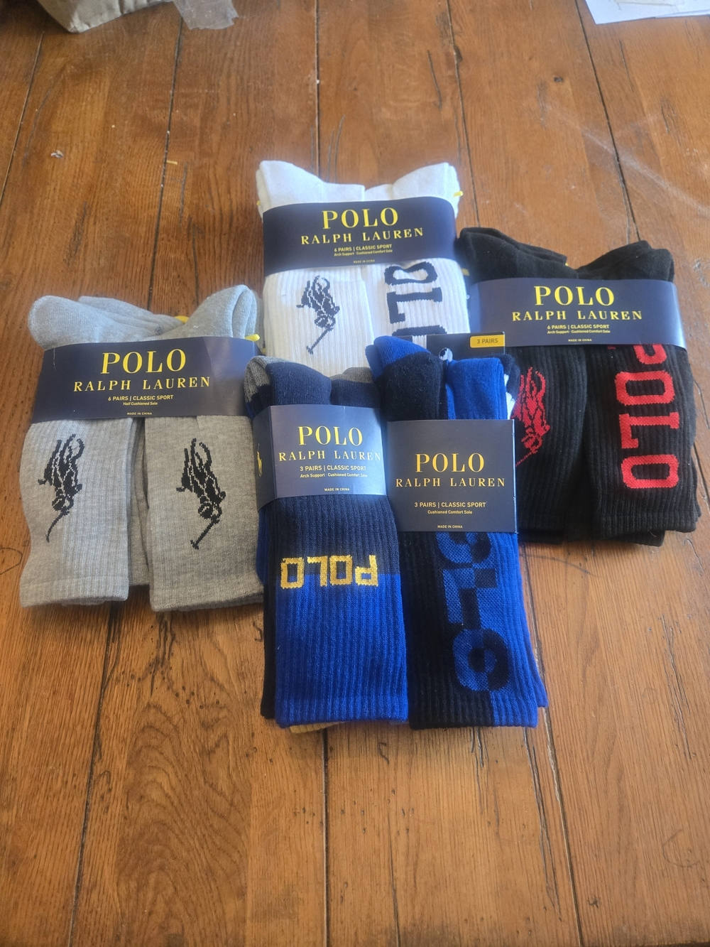 Wholesale Lot - Mens POLO R.L. Crew Socks....5 Packs. Sz. 6 - 12.5..only 2.50 pr